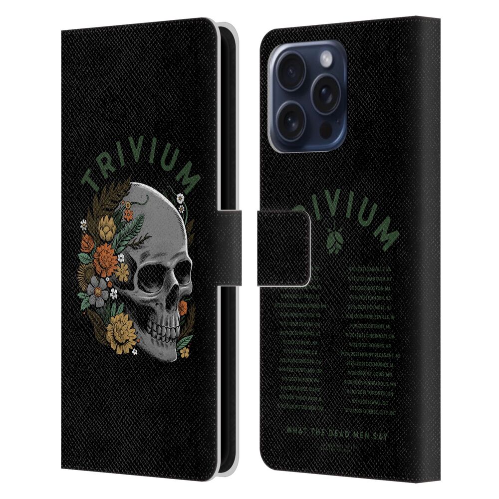 TRIVIUM トリヴィアム - Graphics / Skelly Flower レザー手帳型 / Apple iPhoneケース - PGS